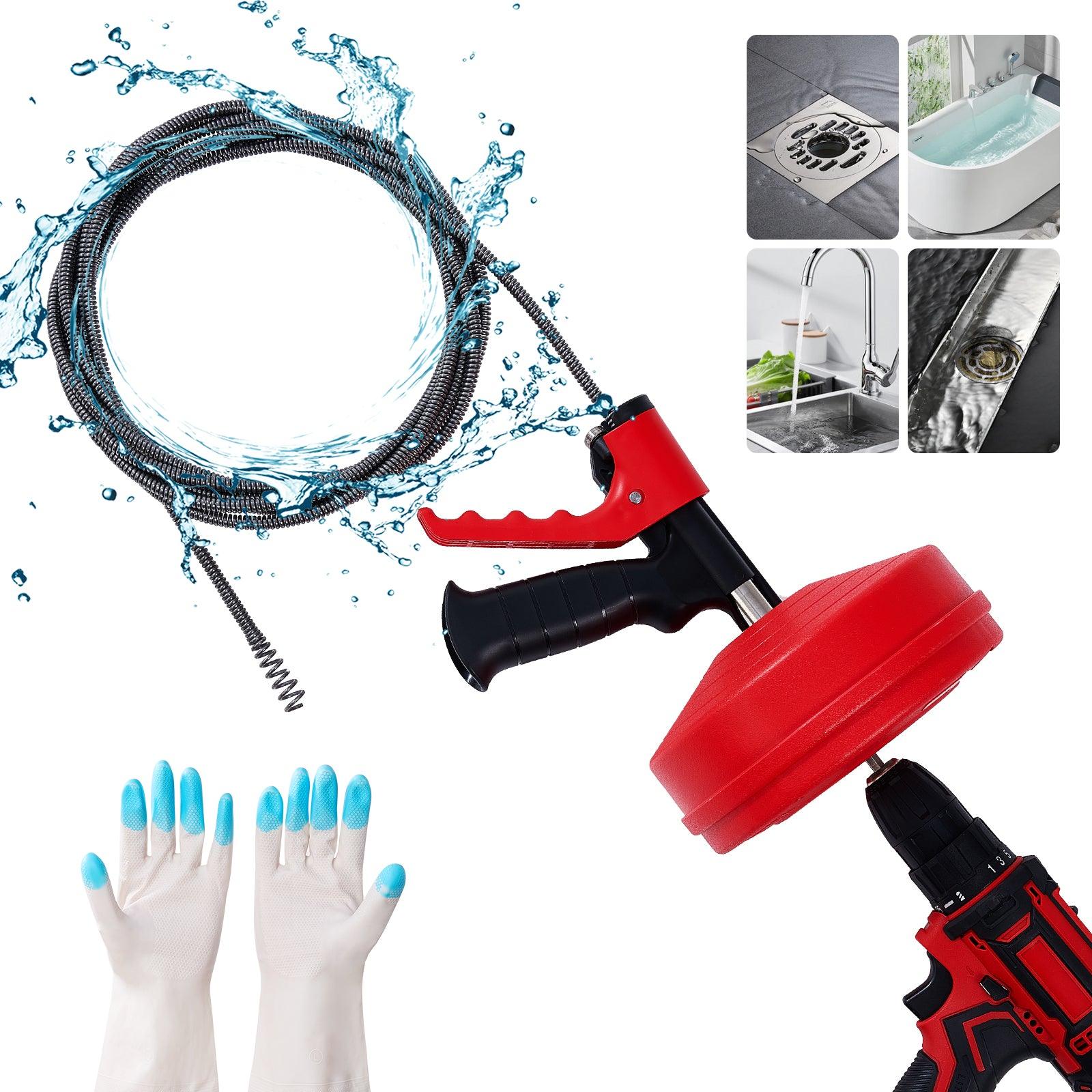 Drain Auger Cable Drain Snake Clog Remover with Drill Connector Flexible Drill Cleaning Cable for Kitchen Shower Sink Toilet - SYANSPAN