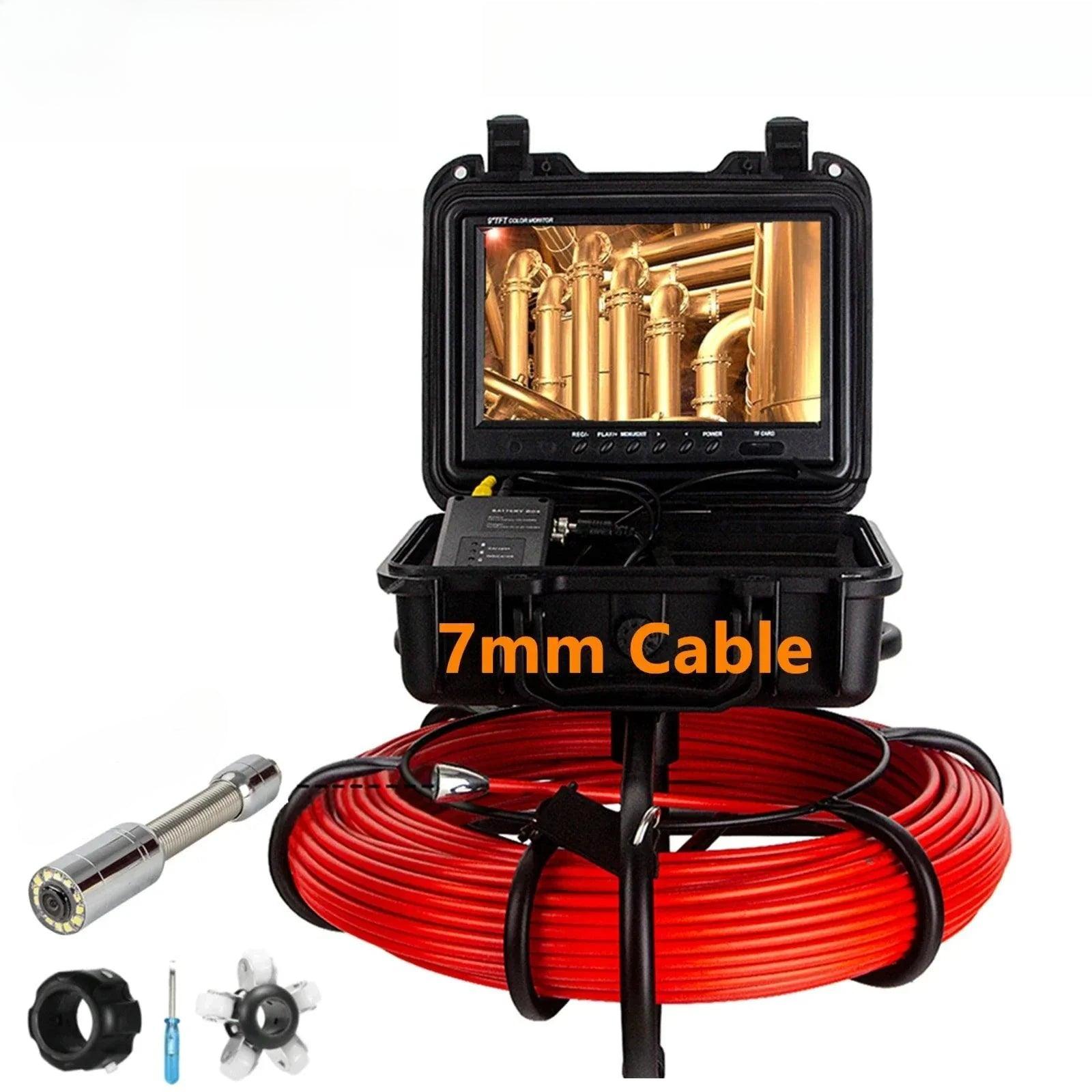 7mm Cable Pipe Inspection Camera,SYANSPAN 9Inch Screen 8GB DVR Video Recording,23MM Drain Sewer Pipeline Endoscope 20/30/50/100M - SYANSPAN