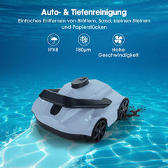 Cordless Robotic Pool Cleaner,SYANSPAN Pool Vacuum for Above Ground Pool up to 1076 Sq.ft,with Powerful Suction Dual-Drive Motors,Automatic Pool Vacuum and Self-Parking Technology