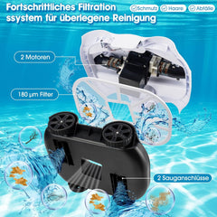 Cordless Robotic Pool Cleaner,SYANSPAN Pool Vacuum for Above Ground Pool up to 1076 Sq.ft,with Powerful Suction Dual-Drive Motors,Automatic Pool Vacuum and Self-Parking Technology